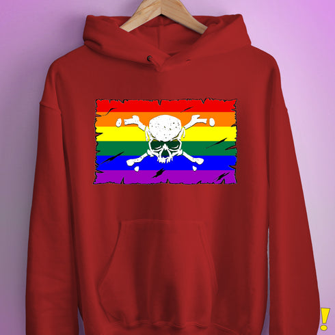 LGBTQ Rainbow Pride Pirate Flag Hoodie - Red